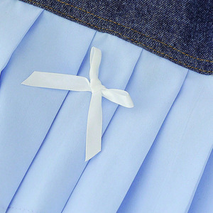 <b>Gold</b> Suppliers Verified Girl Kids <b>Clothes</b> Ruffled Short-sleeved T-shirt Bowknot Denim Pleated Skirt 2Pcs Child <b>Clothes</b> Summer - Product Image 3