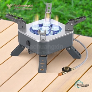 Réchaud à gaz portable en acier inoxydable, pliable, pour le camping et la cuisine en plein air, 4 brûleurs, design compact - Product Image 5