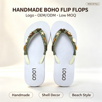 Vente en gros de tongs pour femmes, tongs de plage bohèmes en coquillages, tongs d'été faites à la main, logo personnalisé OEM ODM, faible MOQ, Chalas