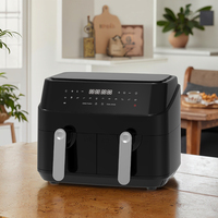 Friteuse à air électrique numérique double porte 5L en plastique, avec 2 paniers, cuisson saine antiadhésive pour usage domestique et hôtelier