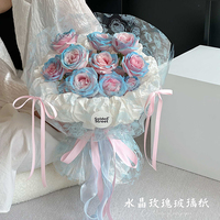 Kertas Pembungkus Cellophane Kristal Rose Transparan Bermotif Bunga untuk Kemasan Buket Grosir untuk Florist