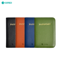 COTECi tempat kartu bisnis kulit asli wanita mewah dompet terbuka lipat dua kancing sederhana dengan lapisan mewah dan Logo kustom