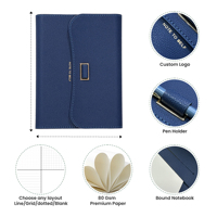 Cuaderno A5 Precio al por Mayor, Tapa Dura de Moda en PU, Logotipo Personalizado, Cuero de Colores Mixtos, Cuaderno de Negocios de Tres Pliegues, Cuaderno Digital