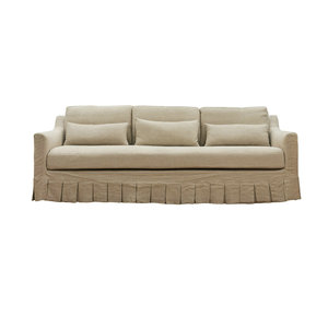 Canapé 3 places en lin plissé confortable au design français moderne et luxueux avec franges en forme de I pour la décoration intérieure - Product Image 1