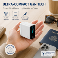 Chargeur mural GaN 67W à triple port, design populaire, prise britannique, charge rapide avec affichage numérique LED pour appareils intelligents
