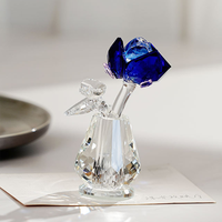 Bouquet de roses en cristal transparent fait à la main, figurine romantique, cadeaux floraux pour femme, maman, anniversaire, mariage