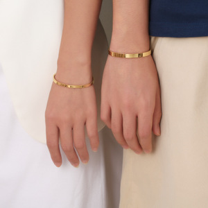 Multiple Colors & Sizes Stainless Steel Cuff Bracelet <b>for</b> <b>Men</b> & Women | 18K Gold PVD Plated Waterproof Adjustable Open <b>Bangle</b> - Product Image 6