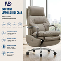 Chaise de bureau de direction de luxe Aston A-021 - Hauteur réglable et appui-tête fixe pivotant en cuir PU avec base chromée
