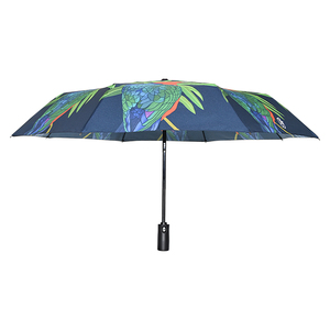 Parapluie pliable automatique de haute qualité de 21 pouces, entièrement automatique, à trois plis, logo personnalisé 8K, nervures en fibre de verre, tissu pongé 190T - Voyage - Product Image 1