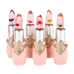 Lipstik Tahan Air Modis Wanita, Lipstik Bunga Jelly untuk Wanita 6 Warna Lipstik Vegan