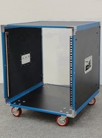 Boîtier de transport professionnel en aluminium bleu pour amplificateur de puissance, rack de mixage audio, boîte de rangement pour équipement audiovisuel