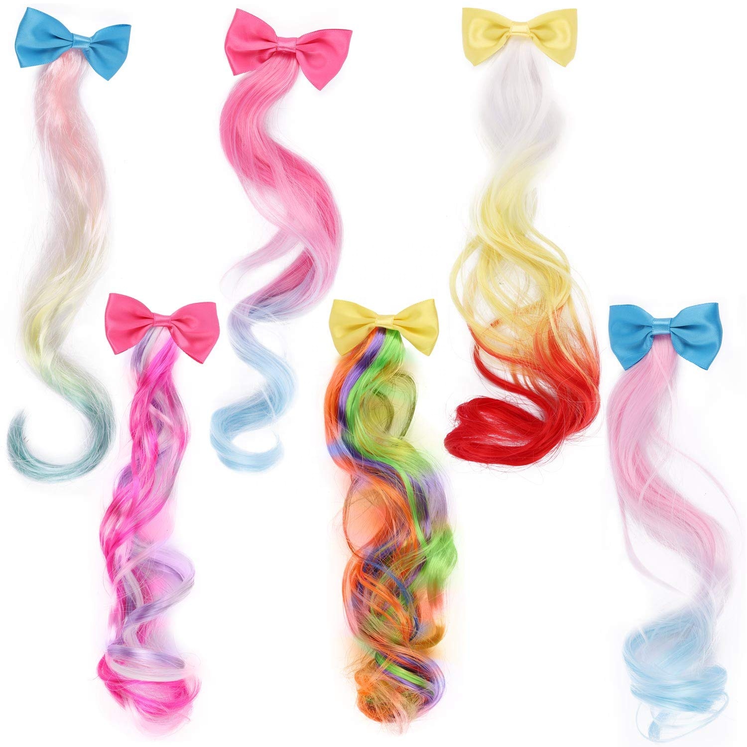 finestyle Hair Braided Extension with Cute Clips Bows for Girls Teens Toddlers Kids Party Hair Accessories