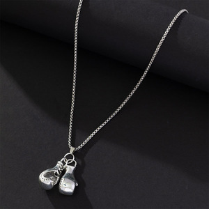 Stainless Steel <b>Boxing</b> <b>Glove</b> Pendant Necklace Zinc Alloy Antique Silver Unisex Daily Wear Fashion Body <b>Chain</b> - Product Image 3