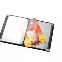 Lot de 20 couvertures de menu 4 pages 8 vues à double point pour 8.5X14 papier transparent pour café bar restaurant noir