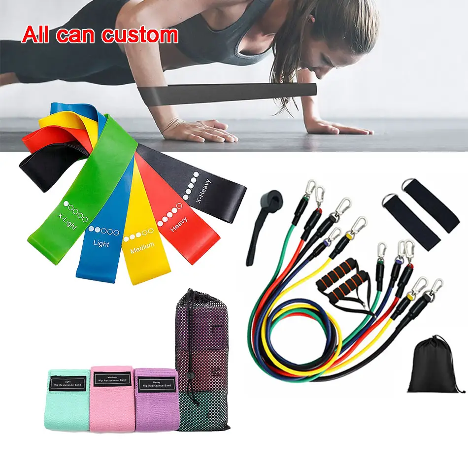 Custom Logo Fitness Workout Resistance Bands Anti Slip / Hip Elastic Exercise Resistance Bands Set