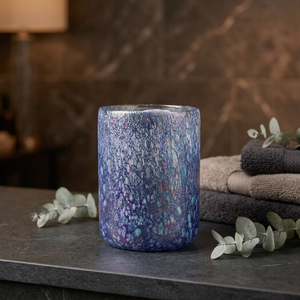 Blue Speckled <b>Frosted</b> Heat Resistant <b>Glass</b> Votive Holder Round for Home Christmas Wedding Decor - Product Image 2