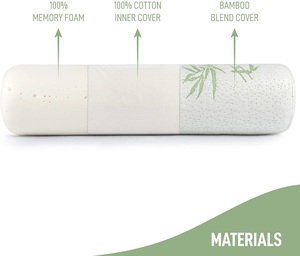 Cổ Tử Cung Cổ CuộN Gối Xi Lanh Vòng Cushion <span class=keywords><strong>Bolster</strong></span> Hỗ Trợ Cho Ngủ Memory <span class=keywords><strong>Foam</strong></span> Và Bamboo Cover - Product Image 3