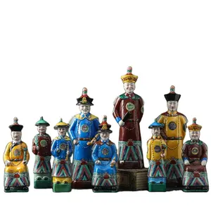 Jingdezhen hand painted porcelain sculpture figure classical emperor representative presenting leader ornaments for collection