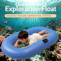 Bateau gonflable en PVC écologique à fond transparent avec maille de visualisation pour l'exploration sous-marine des poissons, pour enfants, en stock