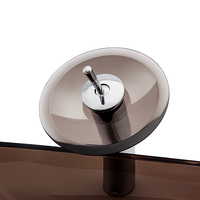 Vente en gros en Chine : Lavabo de salle de bain moderne en verre trempé brun à poser sur comptoir pour hôtels et appartements