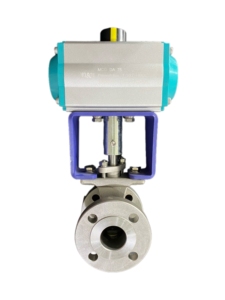 Vanne à boisseau sphérique en V à commande pneumatique, en acier inoxydable, directement de l'usine - Product Image 1
