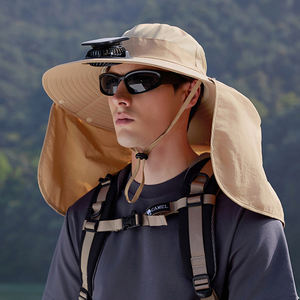 หมวกพัดลมพลังงานแสงอาทิตย์สำหรับผู้ชายหมวกตกปลาปีกกว้างป้องกันรังสียูวีสำหรับกิจกรรมกลางแจ้งในฤดูร้อน - Product Image 6