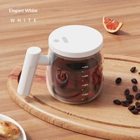 Mug à café électrique rechargeable Type-C, impression numérique, durable, moderne, auto-mélangeur pour poudre protéinée, avec couvercle et poignée, transparent