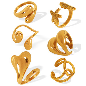 Anillo de Acero Inoxidable de Lujo para Mujer, Diseño Geométrico Irregular Único, Banda Abierta de Titanio, Joyería Minimalista de Alta Gama - Product Image 2