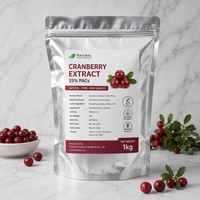 Extrait de Canneberge Naturel en Poudre 25% 50% PACs Qualité Alimentaire Certifié Halal Testé HPLC Extrait par Solvant pour la Santé Urinaire