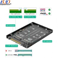 Tarjeta Adaptadora de Expansión U.2 SFF-8639 a M.2 Key M/B+M para SSD + Carcasa de Plástico para SSD NVME SATA 2230 2242 2260 2280