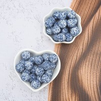 Mode makanan kualitas DIY kalung perawatan gigi Kalung mainan dapat dikunyah bulat 12mm dicetak manik-manik silikon