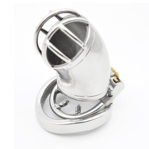 S/L Silver Stainless Steel Male <strong>Chastity</strong> Device Penis Lock Cock <strong>Cage</strong> with <strong>Spiked</strong> Ring Sex Toys for Men Game - Product Image 5