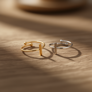 Anillo de Acero Inoxidable Angelina con Letra I, Chapado en Oro, Joyería Unisex de Moda, Uso Diario, Regalo, Estilo Moderno - Product Image 2