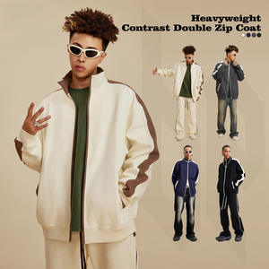 Sudaderas con capucha para hombre de talla grande con logotipo personalizado, moda Hip Hop, cuello levantado, bordado, color, informal, 420 gramos, peso pesado - Product Image 4