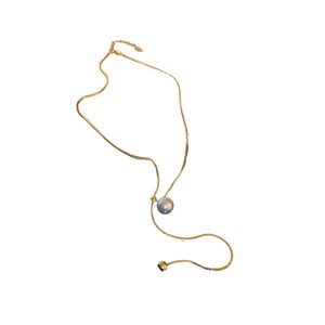Adjustable Snake Chain Necklace With Pearl Tassels Gold Steel Color Minimalist Jewelry For Women Fashion Beaded Necklaces - Product Image 5