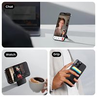 Dompet Kartu Kredit Kulit PU Grosir, Penyangga Magnetik yang Dapat Disesuaikan, Tipis, Anti RFID, Mag Safe, Elastis untuk iPhone