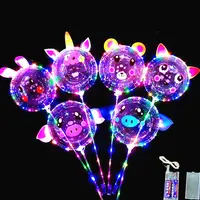 Nicro ışık kalp değnek Globos Unicorn çeşitli renkler ışık şeffaf Bobo topu çıkartmalar balonlar Bobo LED balon lamba