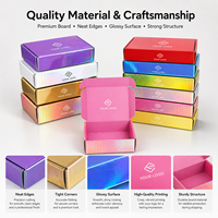 Boîte d'expédition pliante en carton ondulé holographique avec logo personnalisé, emballage cadeau pour abonnement e-commerce