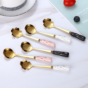 Thiết Kế Mới Nhất Titan Flower Shape Rose Gold Trà Cà Phê Thìa Không Gỉ - Product Image 2