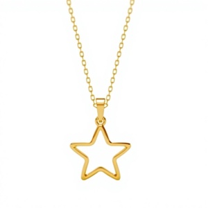 Collier avec pendentif étoile plaqué or, chaîne cubaine, minimaliste, unisexe, bijoux à porter tous les jours - Product Image 1