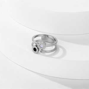Fashion Womens Shell Rings Stainless Steel Gold Plated Engraved Roman Numerals Ring - Product Image 6