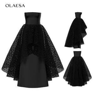 <span class=keywords><strong>Abito</strong></span> da sera di lusso nero abiti di seta da donna eleganti da donna in <span class=keywords><strong>Organza</strong></span> ricamati lunghi Maxi abiti da notte di seta da donna - Product Image 4