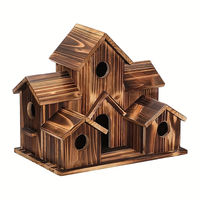 Nid d'oiseau moderne en bois-Nichoir de style villa perroquet extérieur avec design pastoral créatif Abri d'alimentation durable et facile à installer