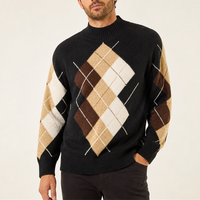 Herren Retro Preppy Argyle-Muster Rollkragenpullover mit Langen Ärmeln, Gestrickter Pullover mit Eigenem Logo OEM ODM Hersteller