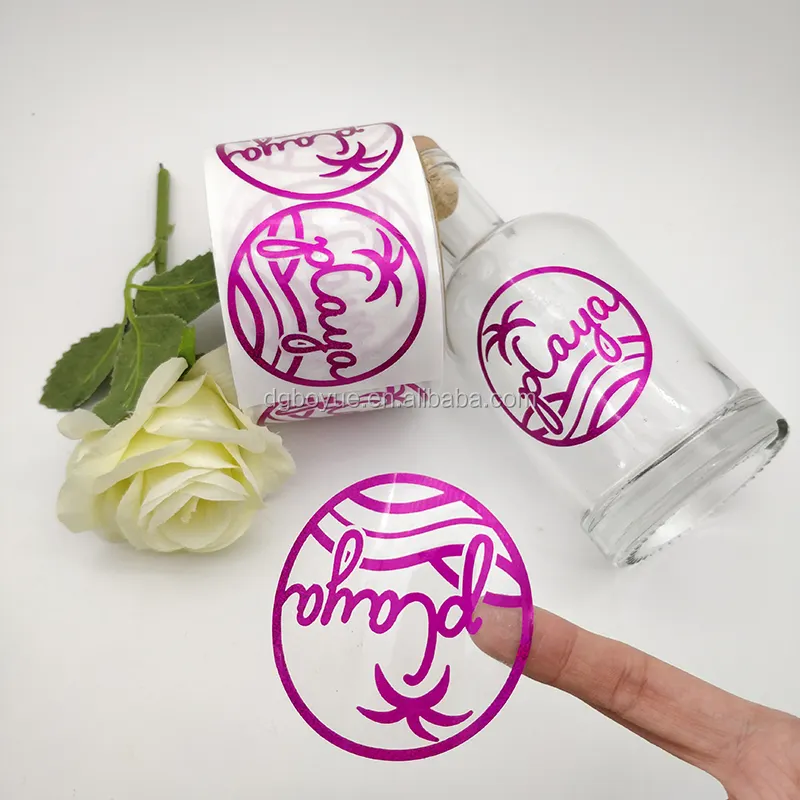 Prezzo di Fabbrica diretto Società Logo Stampato Promozionale Rotondo Chiaro Trasparente di Plastica Di Marchio Adesivi In Vinile Rotolo Personalizzato