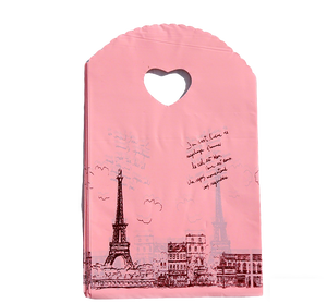 Bolsas de Regalo de Plástico HOYO de 13 x 21 cm (5.1 x 8.3 Pulgadas) con Diseño de Niña Linda <span class=keywords><strong>en</strong></span> Color <span class=keywords><strong>Rosa</strong></span> y Asa de Corazón, Bolsas de Regalo Modernas para Fiestas - Product Image 2
