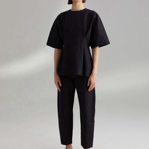 Blusa Beige TONG para Mujer, Tops RUI Casuales con Cintura Plizada, Cuello Redondo, <span class=keywords><strong>Lino</strong></span>, Camisa <span class=keywords><strong>de</strong></span> Oficina para Mujer, Blusa <span class=keywords><strong>de</strong></span> Verano Estampada <span class=keywords><strong>2022</strong></span> - Product Image 5