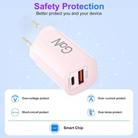 Chargeur mural 30W 18W PD QC3.0 à 2 ports, chargeur rapide pour téléphone, adaptateur de voyage universel avec USB et Type-C, vente en gros