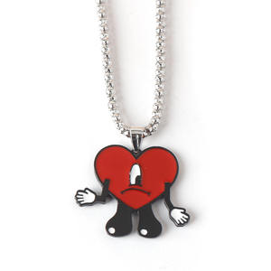 Collana all'ingrosso cattivo coniglio personalizzato collana cuore rosso Kpop portachiavi collana spilla per i fan dell'esercito - Product Image 1