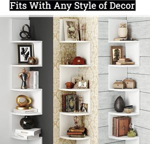 Estante de esquina Los estantes flotantes de pared de 5 capas son fáciles de montar para la decoración del dormitorio y la sala de estar para adolescentes - Product Image 2